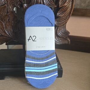 A2 by Aerosoles Men's Casual Blue and Gray Liner Socks